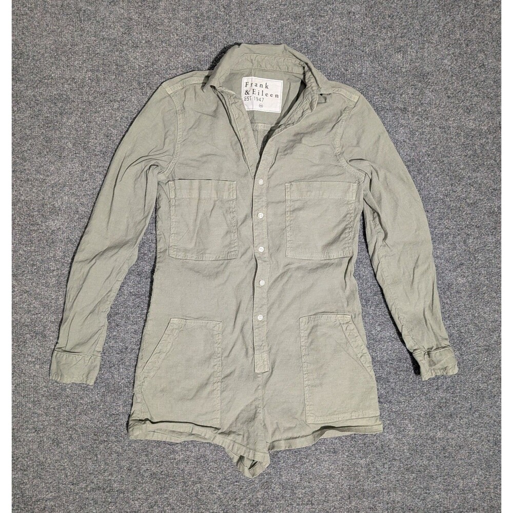 Frank Eileen Ireland Playsuit Romper Womens XXS Flax Cotton Green